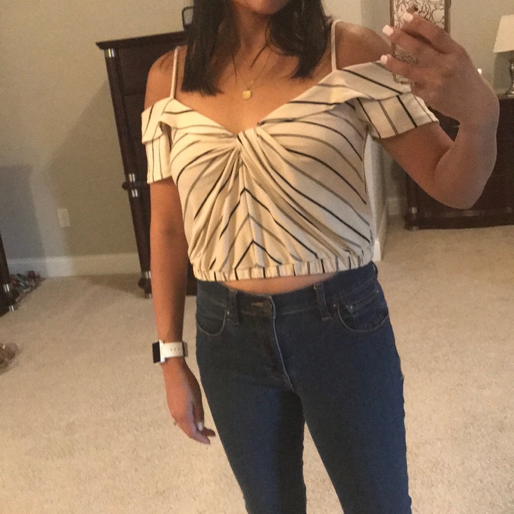 Crop cold shoulder top